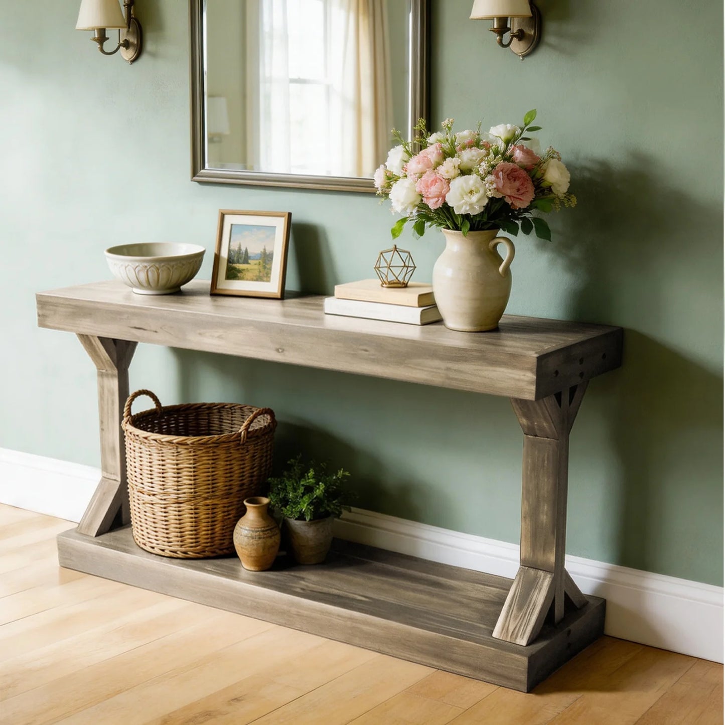 Farmhouse Entryway Table & Living Room Sofa Accent Table