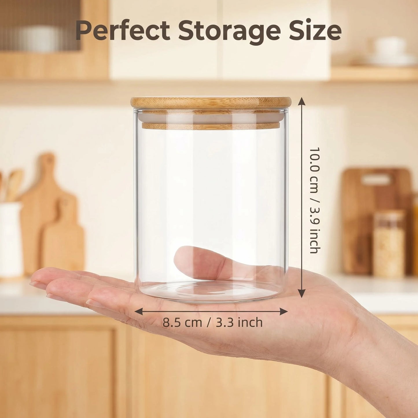 9-Piece Glass Food Storage Canister Set with Bamboo Airtight Lids – Kitchen Pantry Organizer