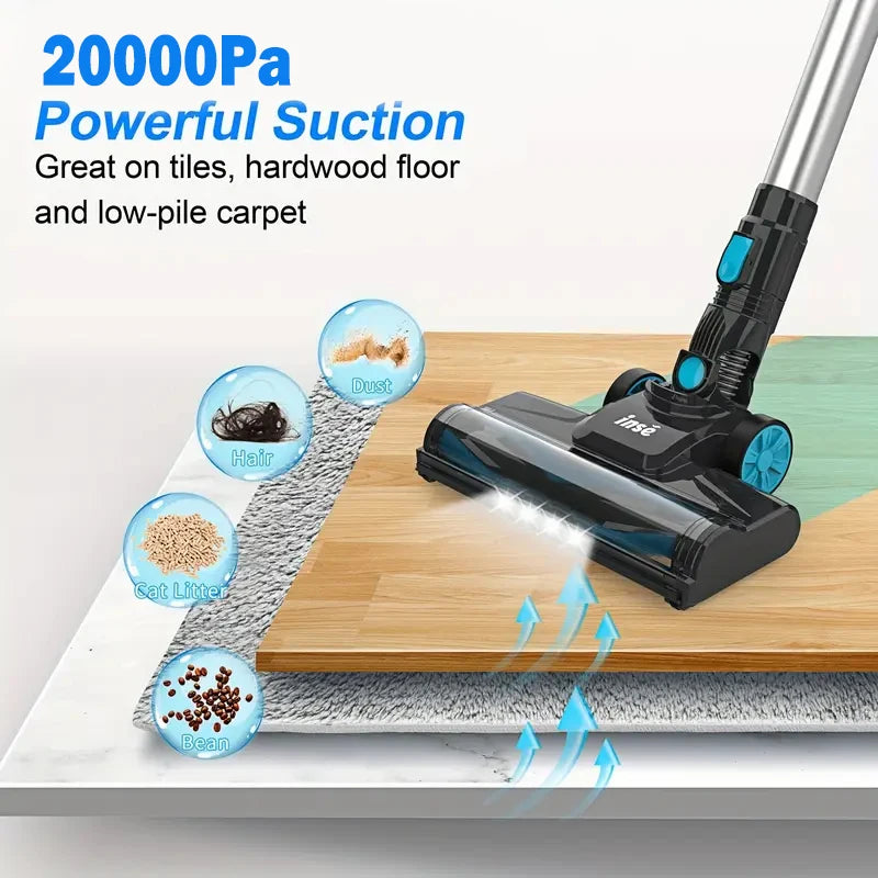 INSE V770 Cordless Handheld Vacuum Cleaner 6-in-1 20KPa Powerful Lightweight Stick Vacuum Flexible LED Headlights for Carpet Bed