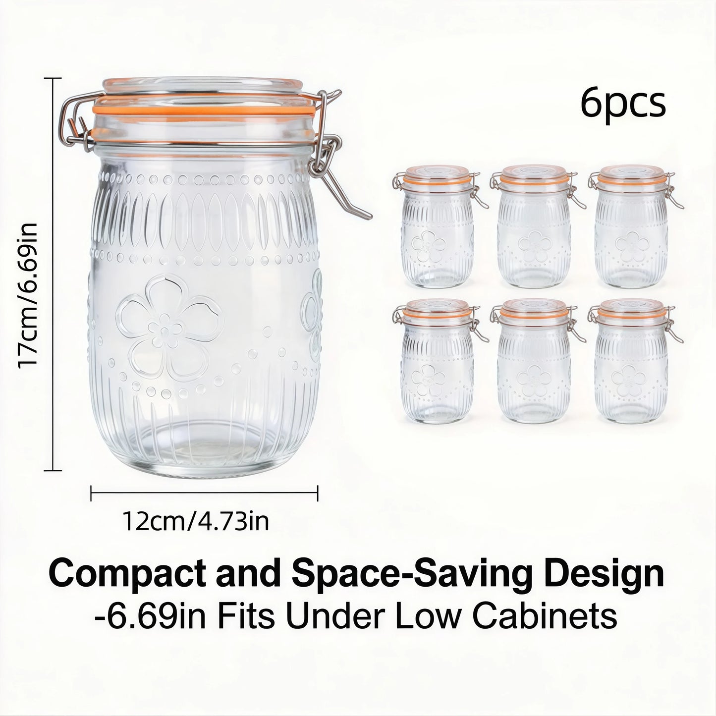 6-Pack 32 oz Wide Mouth Glass Storage Jars with Airtight Lids – Kitchen Pantry Organizer