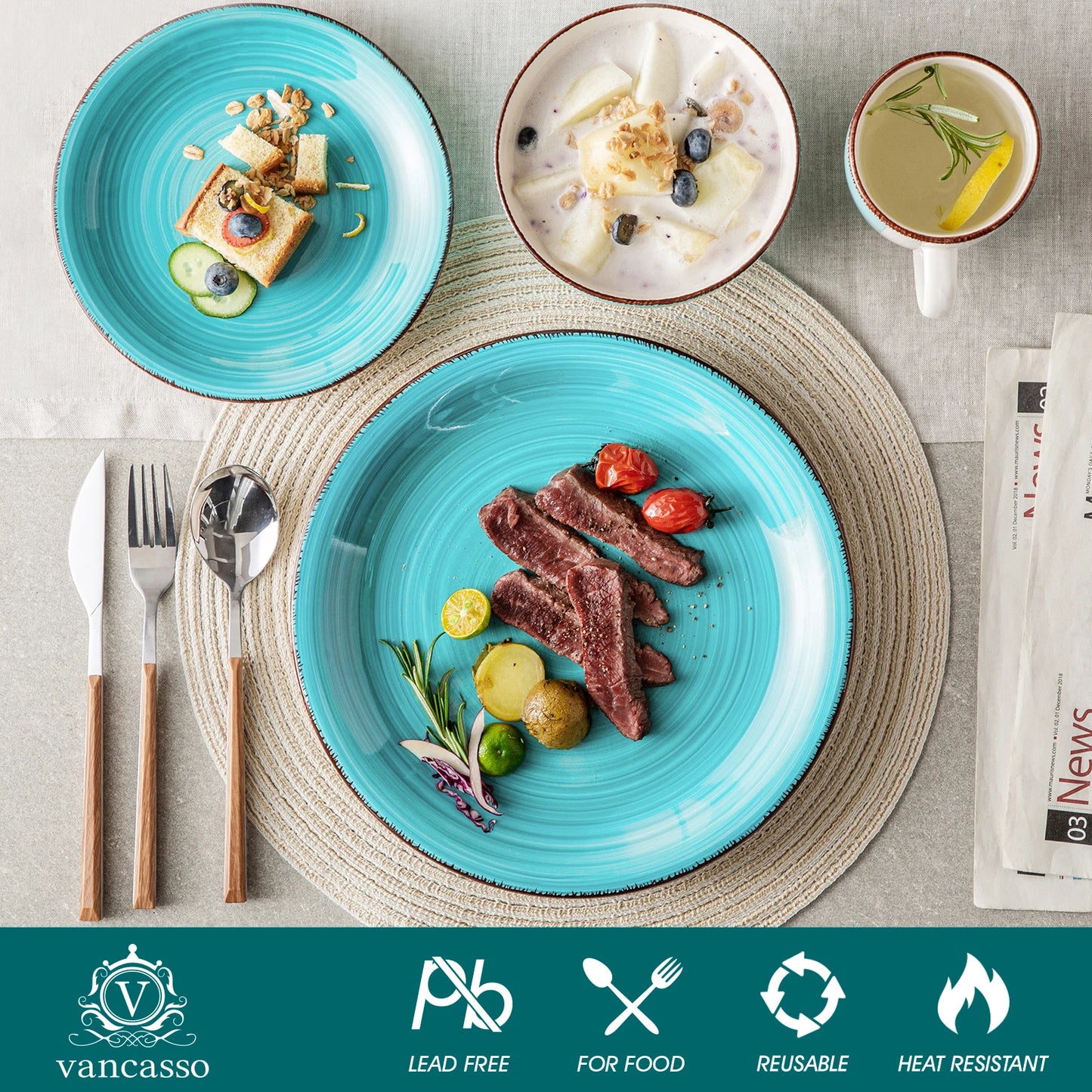 Vancasso Bella-T Porcelain Tableware Set | Vintage Ceramic Dining Set