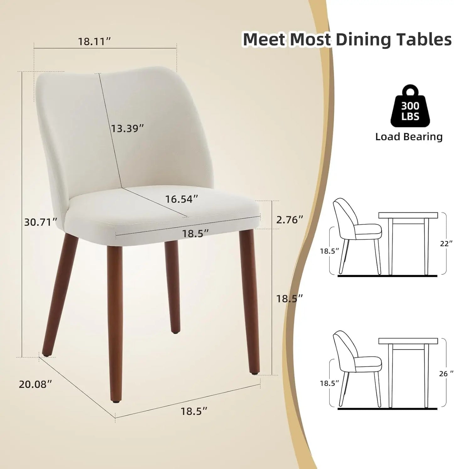 Linen Upholstered Dining Chairs – Set of 2