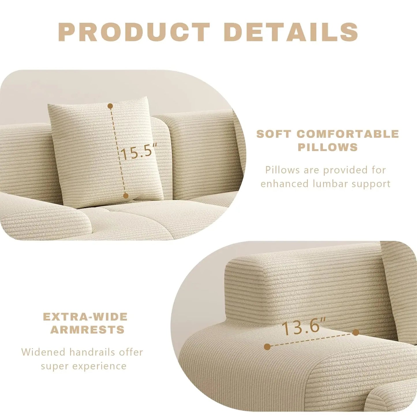 107" L-Shaped Modular Sofa with Ottoman