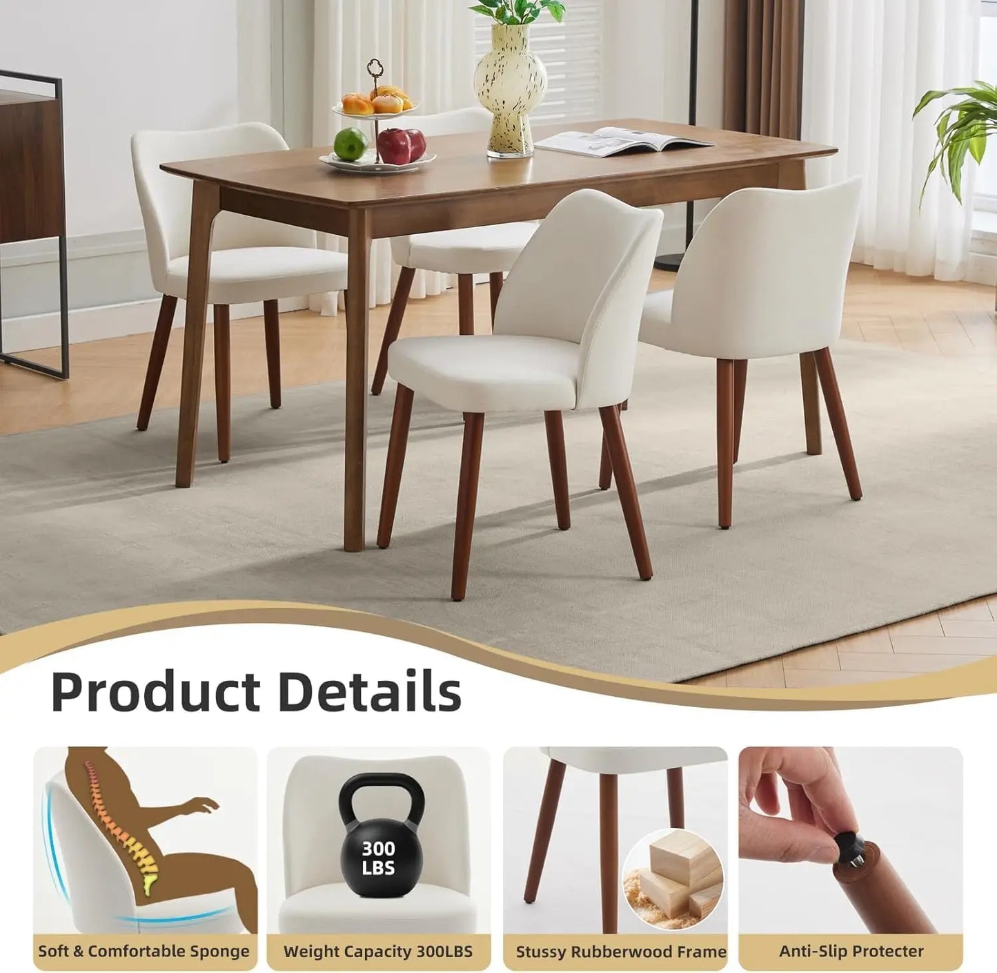Linen Upholstered Dining Chairs – Set of 2