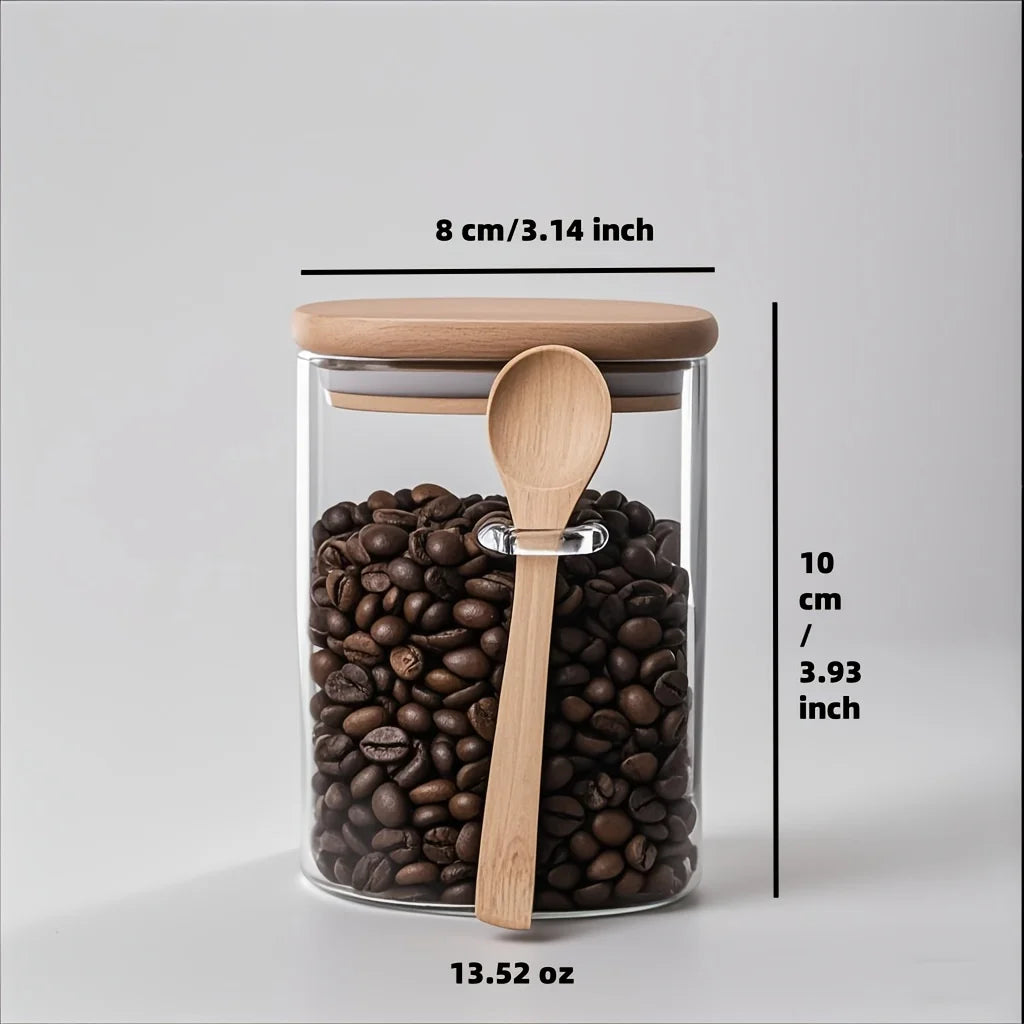 4-Piece Glass Storage Jar Set with Bamboo Airtight Lids