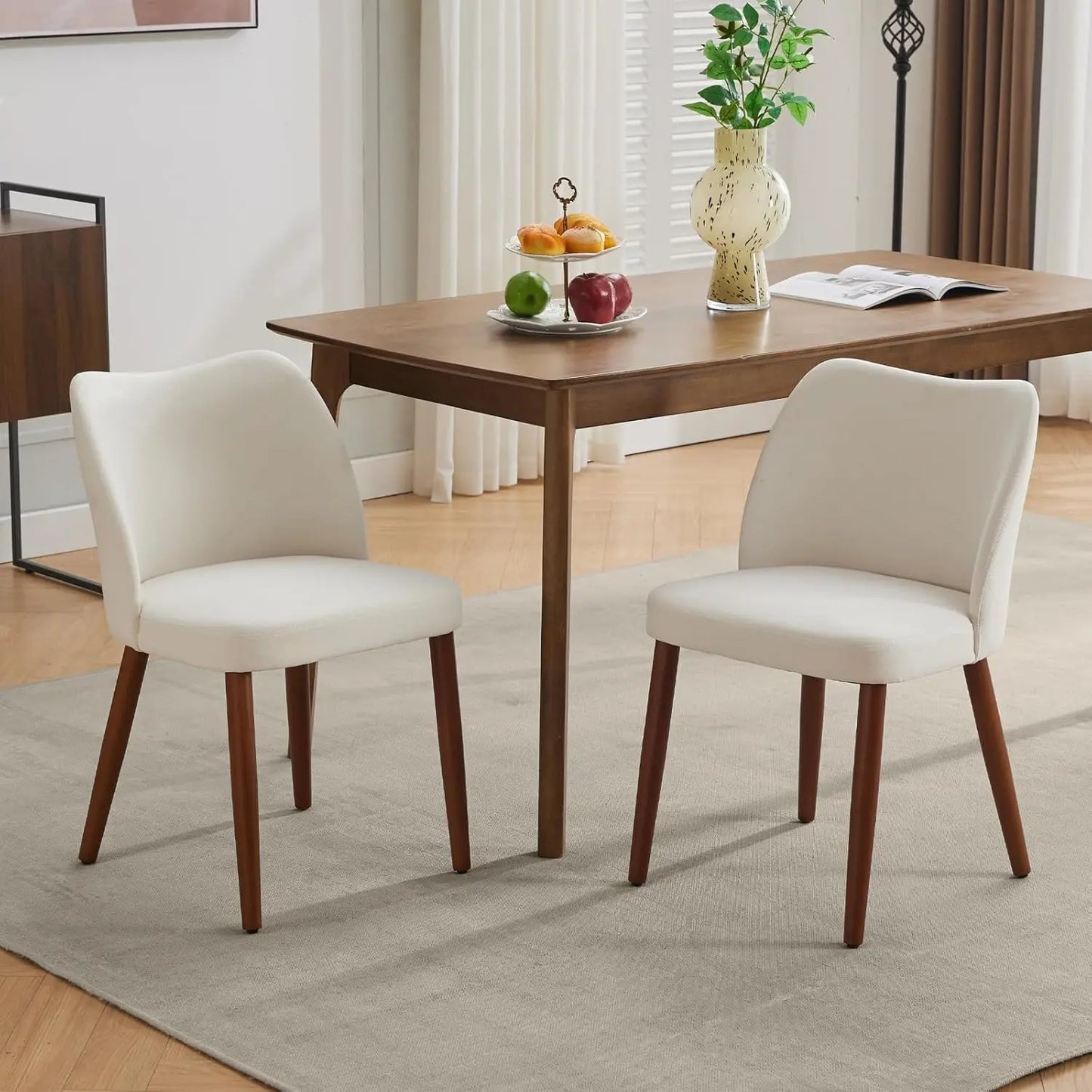 Linen Upholstered Dining Chairs – Set of 2
