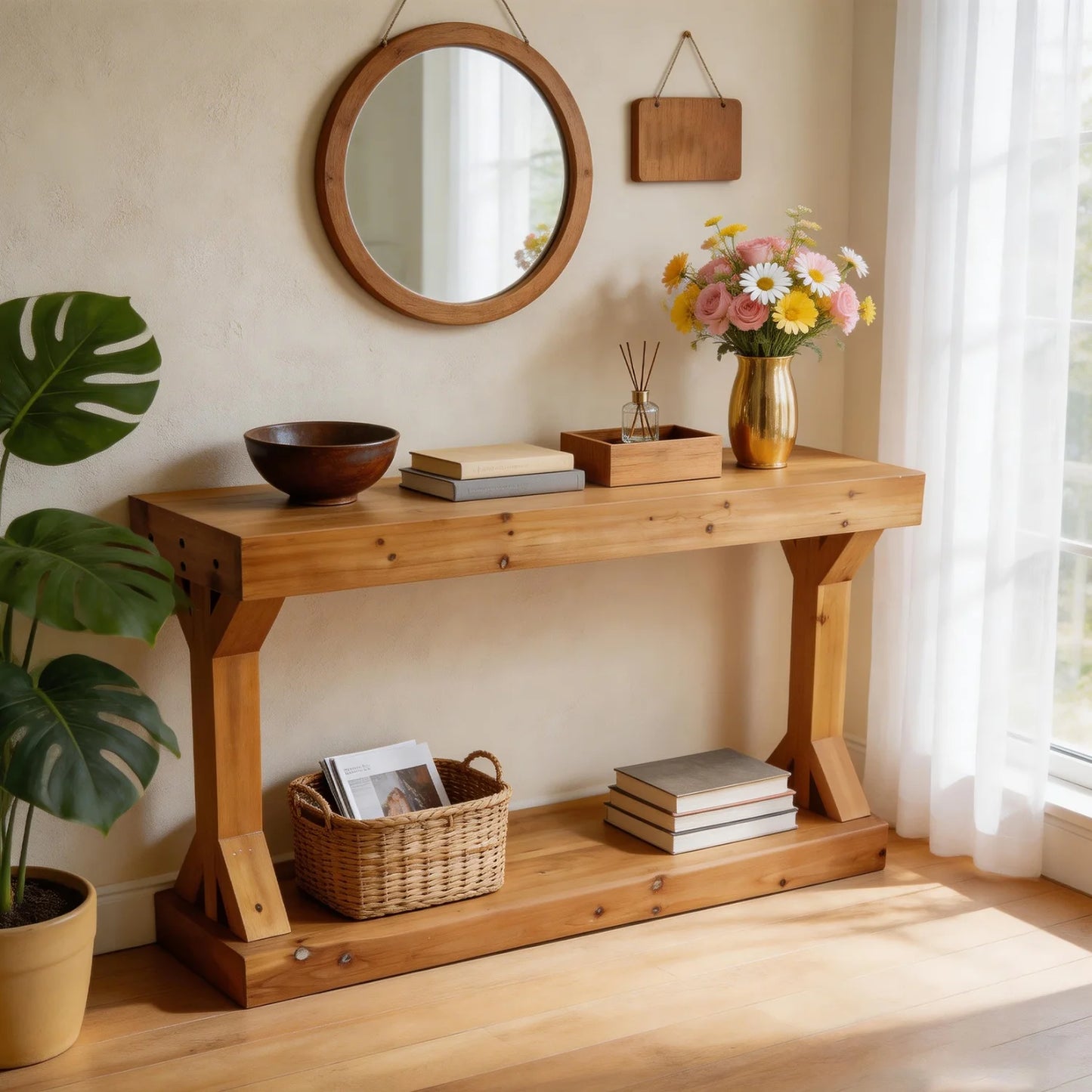 Farmhouse Entryway Table & Living Room Sofa Accent Table