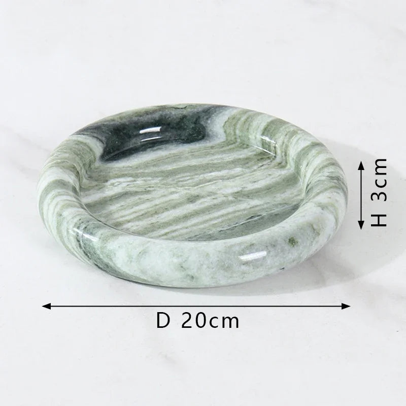 Natural Marble Round Tray for Bathroom Kitchen Dresser Vanity Decorative Trinket Dish for Perfume Key Jewelry Ring Candle
