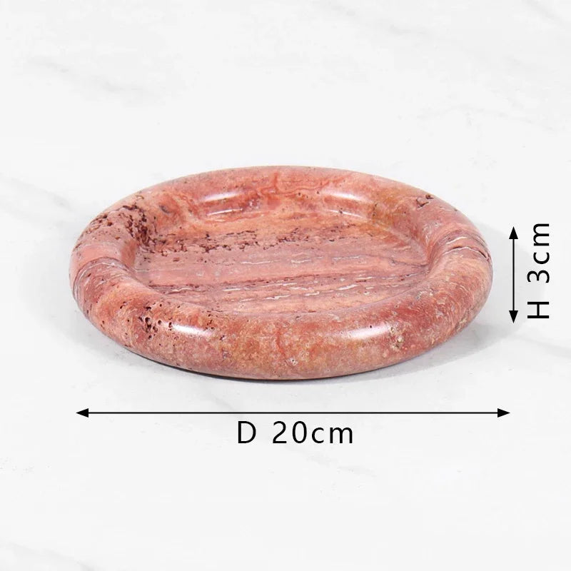 Natural Marble Round Tray for Bathroom Kitchen Dresser Vanity Decorative Trinket Dish for Perfume Key Jewelry Ring Candle