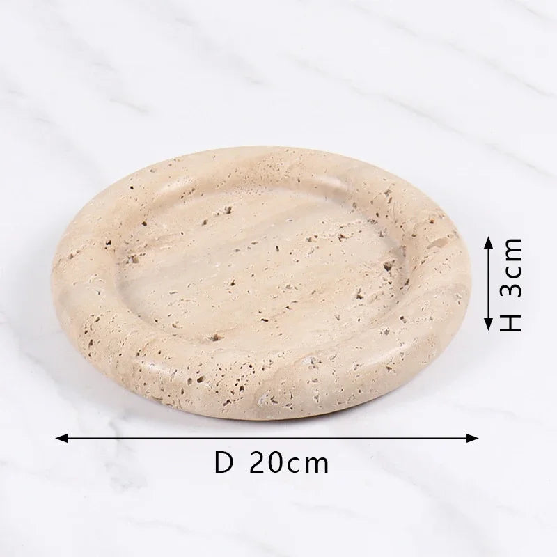 Natural Marble Round Tray for Bathroom Kitchen Dresser Vanity Decorative Trinket Dish for Perfume Key Jewelry Ring Candle