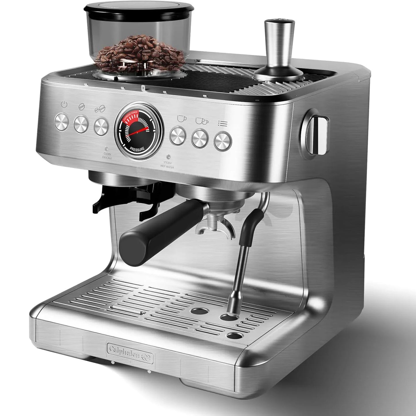 Semi-Automatic Espresso Machine with Grinder and Milk Frother