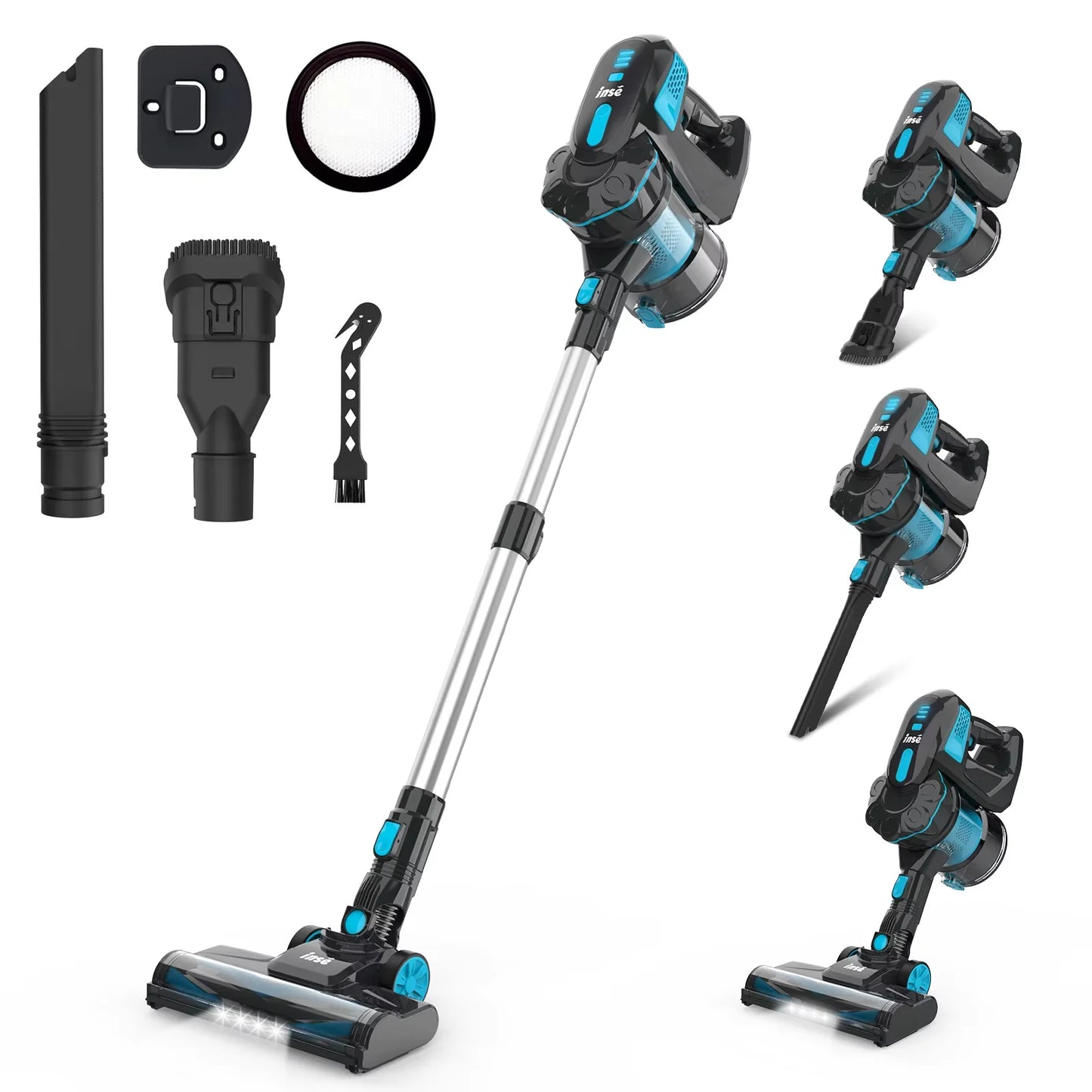 INSE V770 Cordless Handheld Vacuum Cleaner 6-in-1 20KPa Powerful Lightweight Stick Vacuum Flexible LED Headlights for Carpet Bed