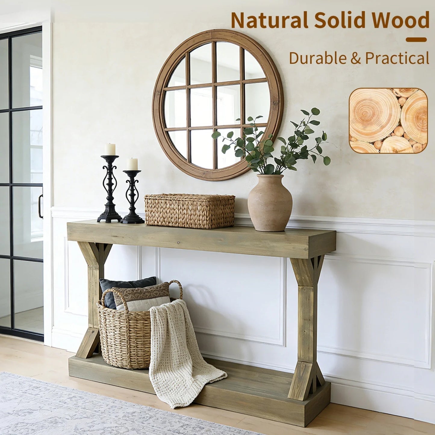 Farmhouse Entryway Table & Living Room Sofa Accent Table