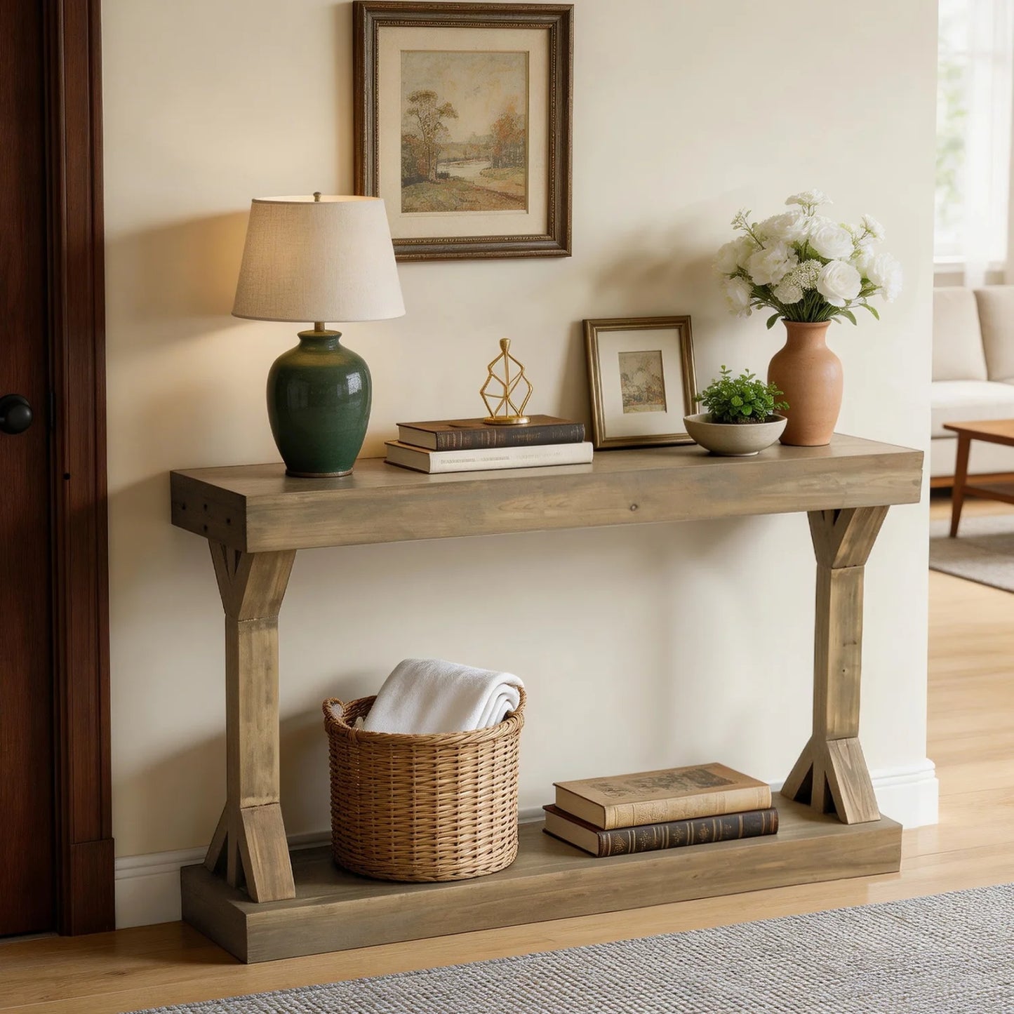 Farmhouse Entryway Table & Living Room Sofa Accent Table