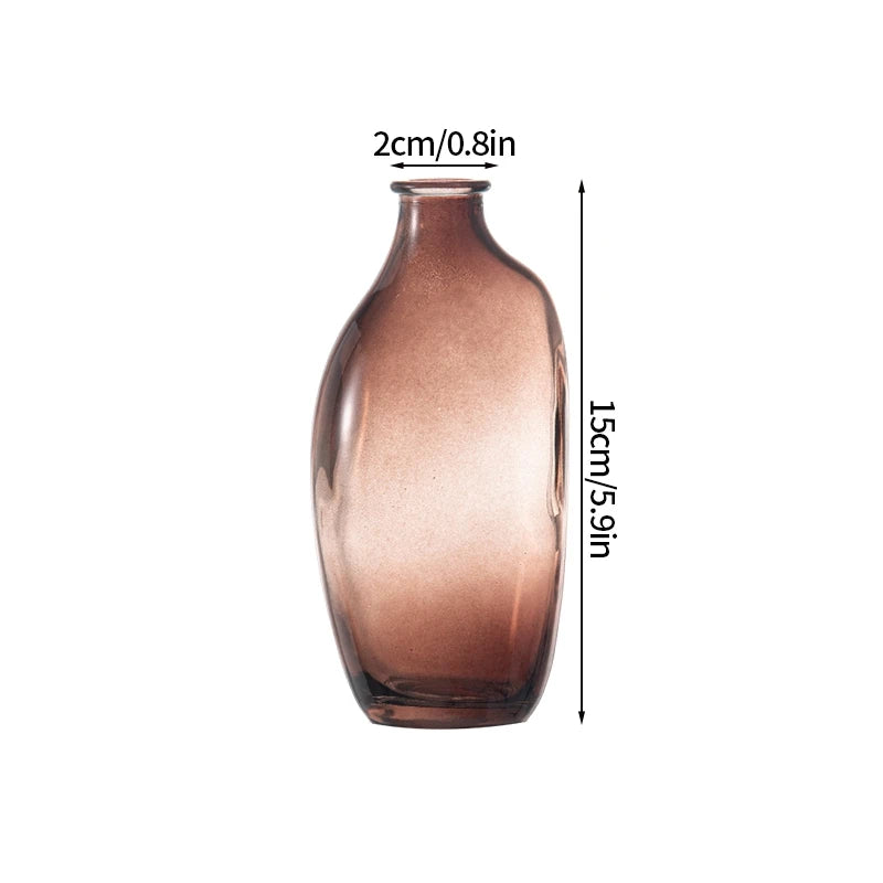 Brown Retro Glass Vase Plant Flowers Bottle Flower Arrangement Hydroponic Terrarium Desktop Vase Creative Home Decor Flower Pot