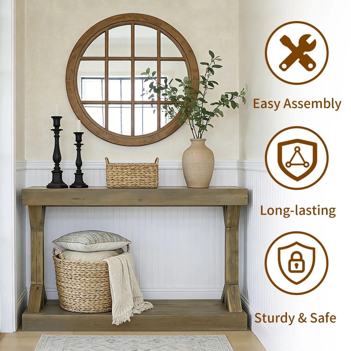Farmhouse Entryway Table & Living Room Sofa Accent Table