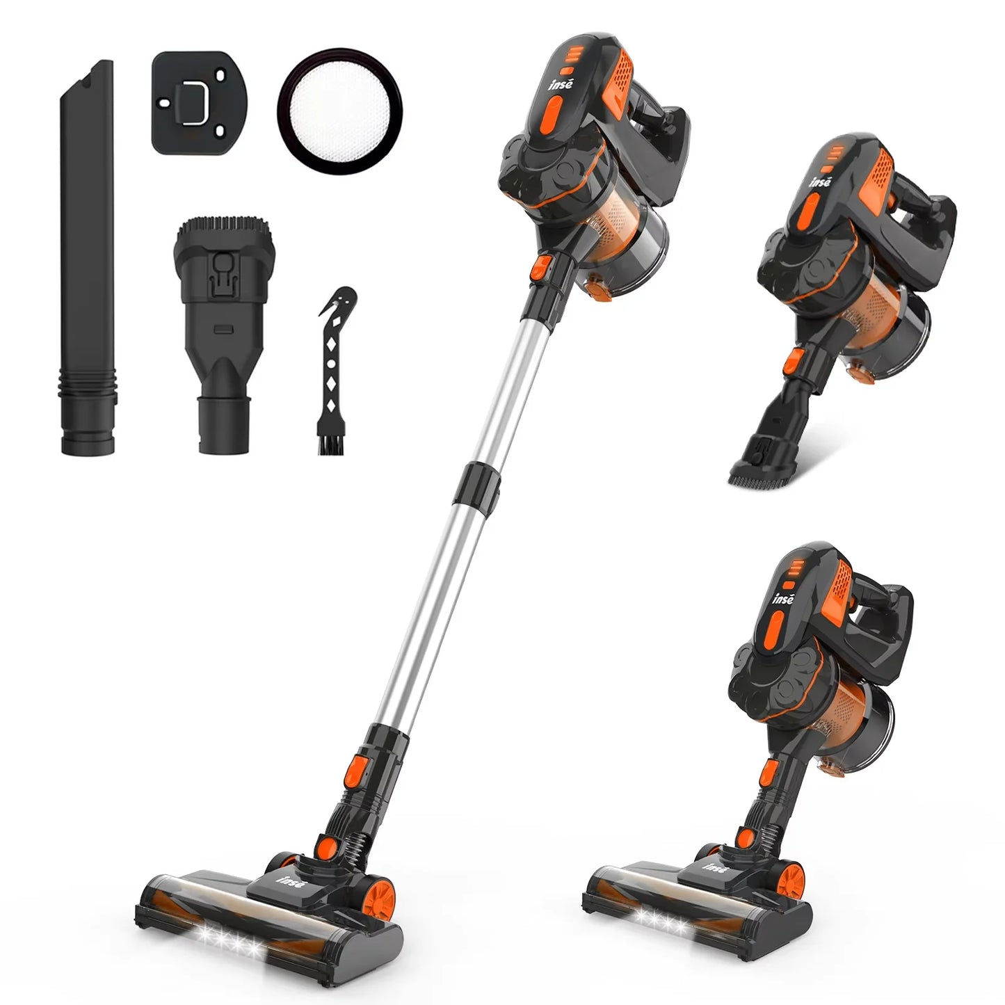INSE V770 Cordless Handheld Vacuum Cleaner 6-in-1 20KPa Powerful Lightweight Stick Vacuum Flexible LED Headlights for Carpet Bed