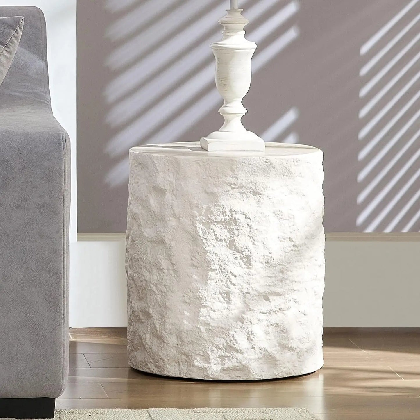 Modern Round Pedestal Coffee Table – Faux Marble Finish