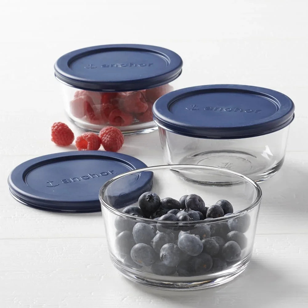Glass Storage Containers Set of 3 BPA-Free Food Storage Round 2 Cup Microwave Safe Dishwasher Safe Stackable Storage Jars