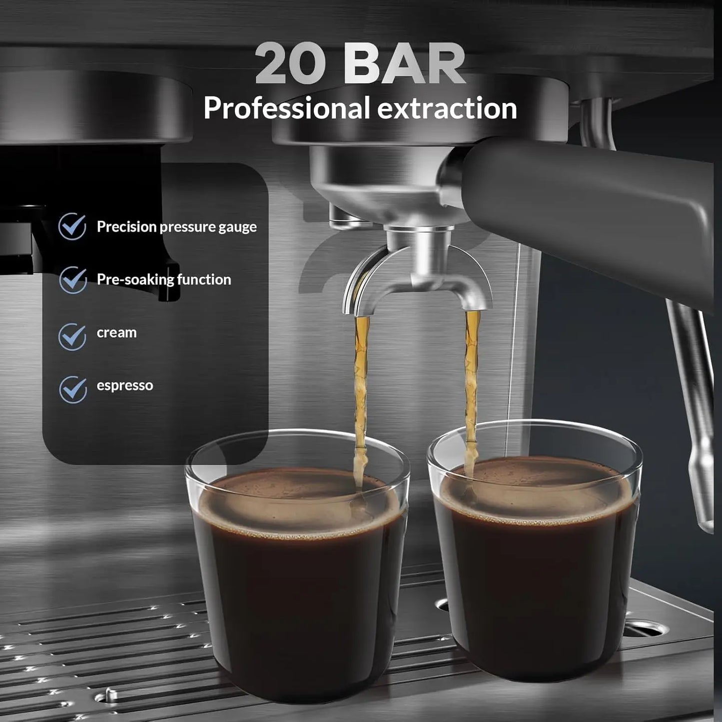 Semi-Automatic Espresso Machine with Grinder and Milk Frother