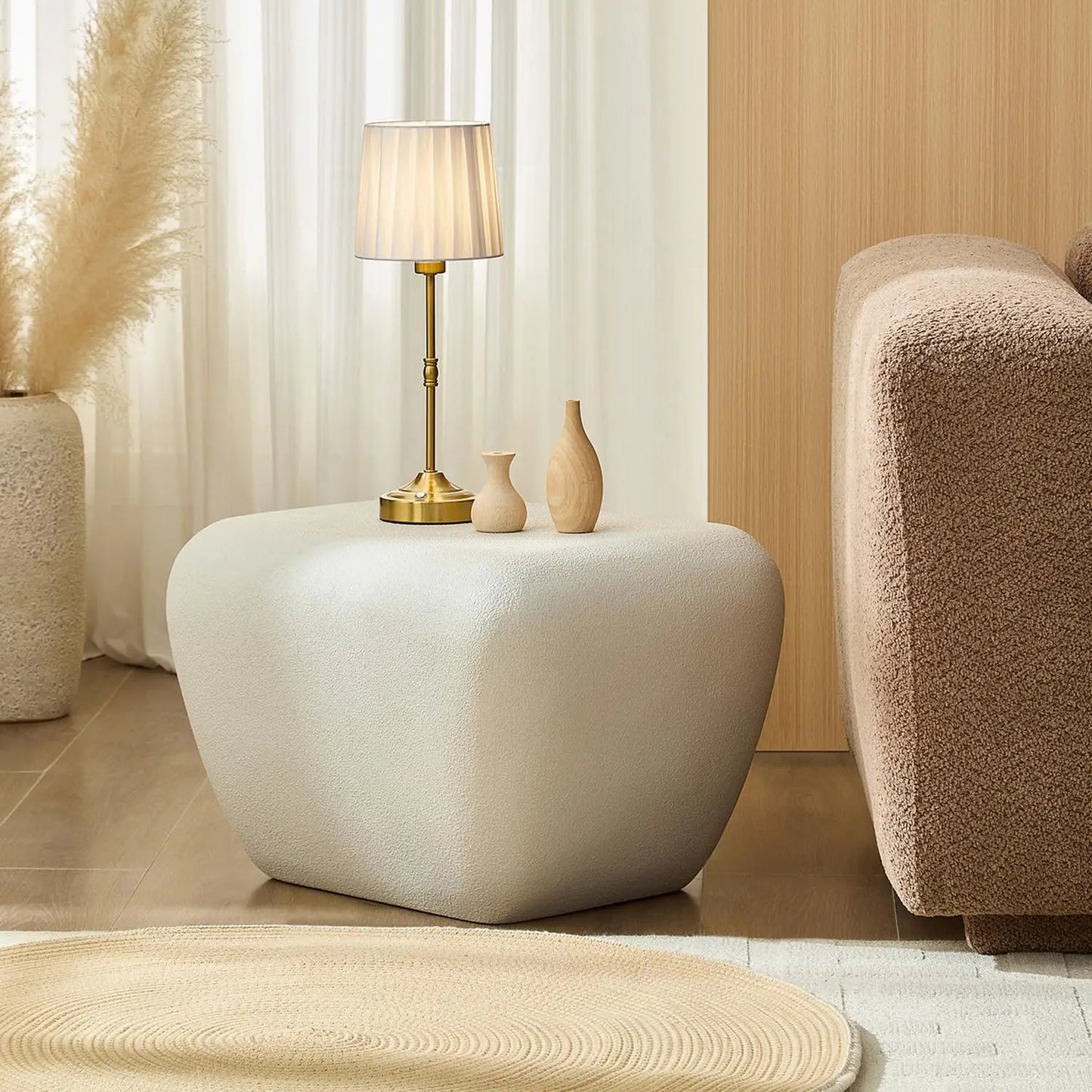 Modern Round Pedestal Coffee Table – Faux Marble Finish