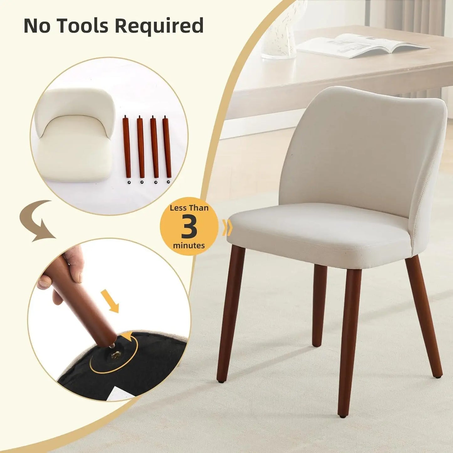 Linen Upholstered Dining Chairs – Set of 2