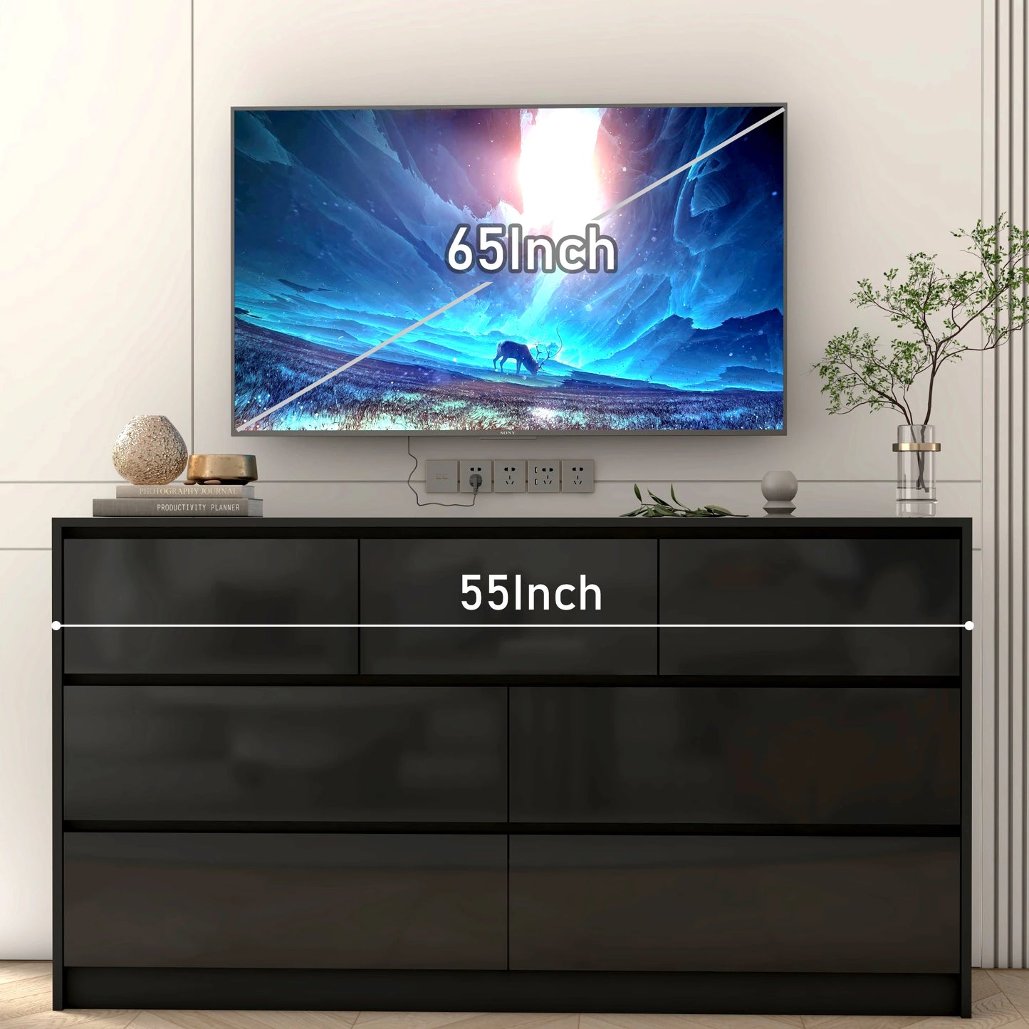 Modern Bedroom Storage Chest with High Gloss Drawers