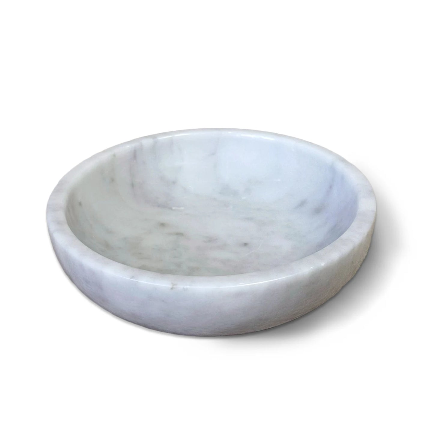 20cm Natural Carrara White Marble Decorative Bowl, Stone Round Bowl for Home Decor, Barthroom, Jewelry Tray, Soap Organization
