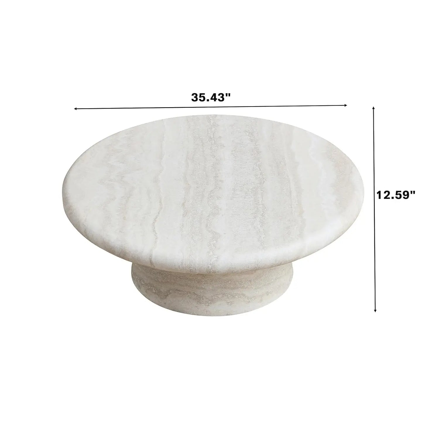 Modern Round Pedestal Coffee Table – Faux Marble Finish